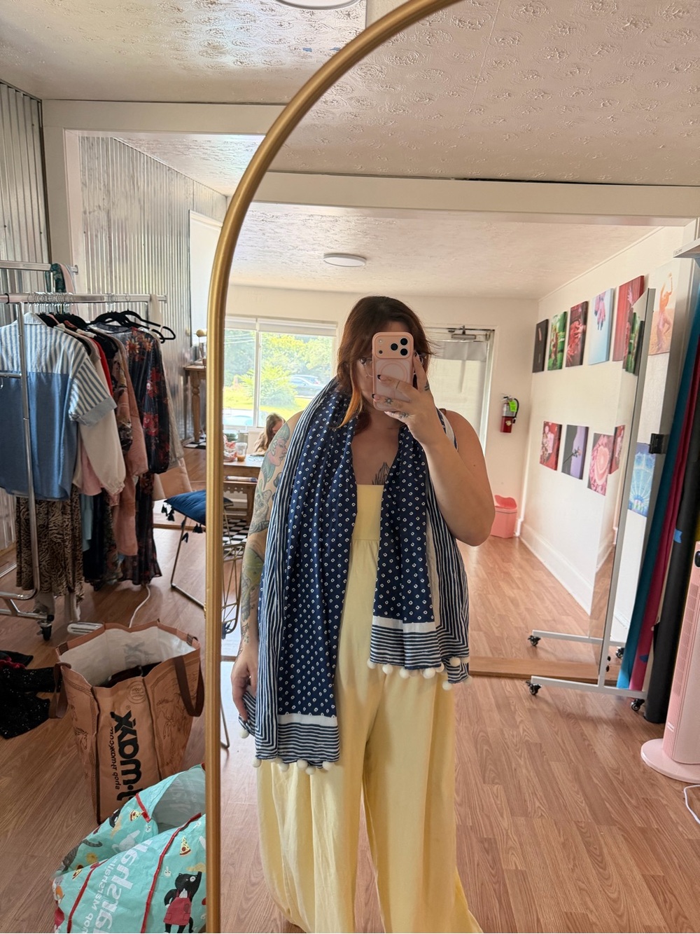 Navy Polka Dot Scarf